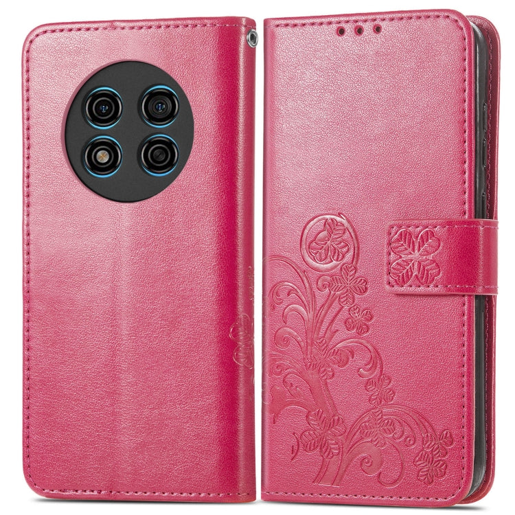 For Ulefone Note 15 Four-leaf Clasp Embossed Buckle Leather Phone Case(Red) - Ulefone Cases by PMC Jewellery | Online Shopping South Africa | PMC Jewellery | Buy Now Pay Later Mobicred