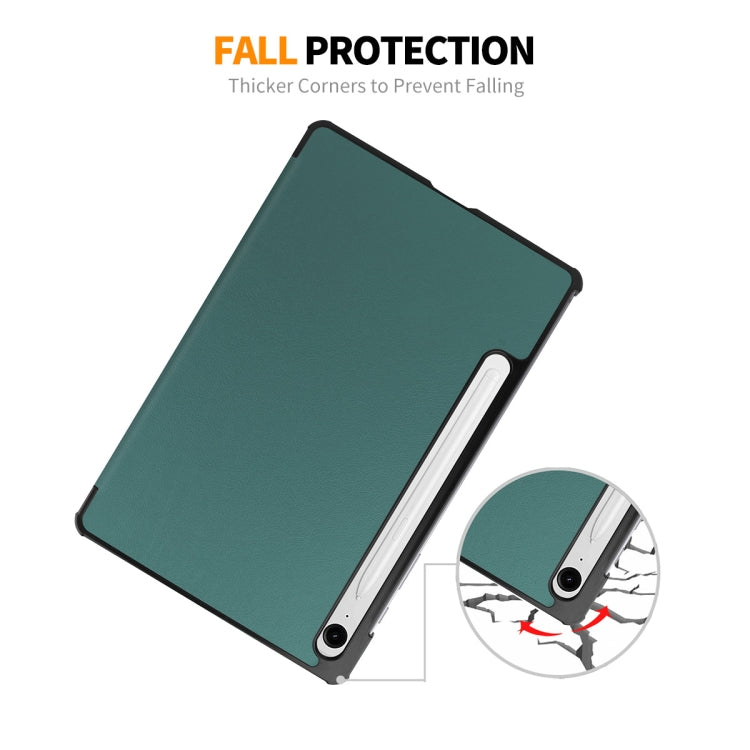 For Samsung Galaxy Tab S9 FE ENKAY Tri-fold Custer Texture Leather Smart Tablet Case(Black) - free shipping - PMC Jewellery - Order now!