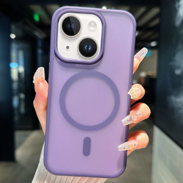 For iPhone 15 Plus Transparent TPU Hybrid PC Magsafe Phone Case(Purple) - iPhone 15 Plus Cases by PMC Jewellery | Online Shopping South Africa | PMC Jewellery