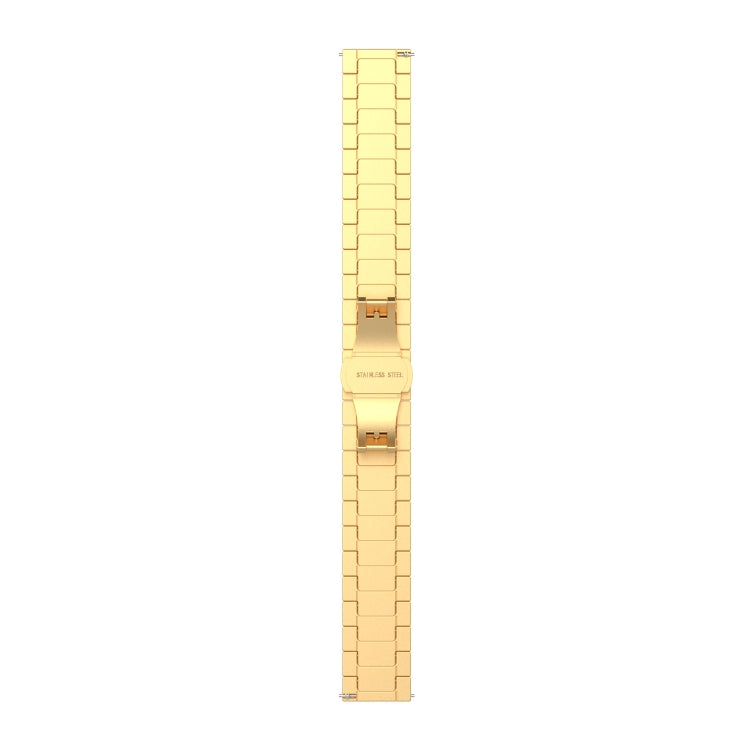 For Garmin Vivoactive 4S One Bead Butterfly Buckle Stainless Steel Metal Watch Band(Gold) - Watch Bands by PMC Jewellery | Online Shopping South Africa | PMC Jewellery