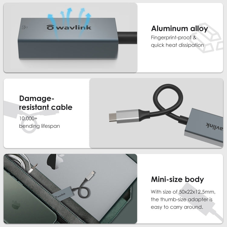 WAVLINK NWU329GC Type-C to RJ45 LAN Network Cable Converter Gigabit Ethernet Adapter - free shipping - PMC Jewellery - Order now!