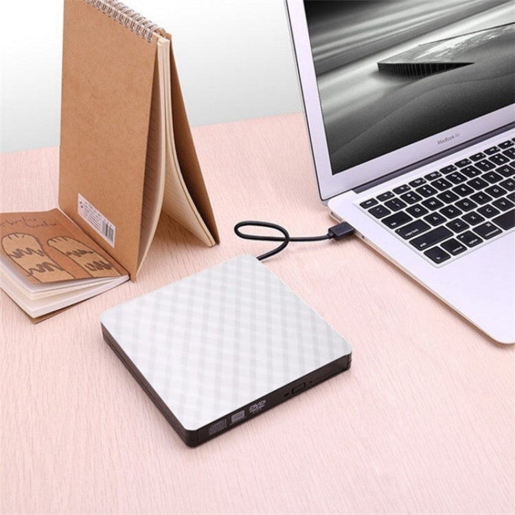 633 Rhombus Pattern USB3.0 Computer Laptop External Optical Drive Burner DVD Write(White) - Rewritable Drive by PMC Jewellery | Online Shopping South Africa | PMC Jewellery | Buy Now Pay Later Mobicred