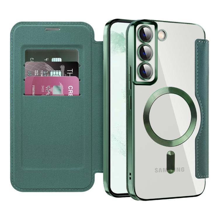 For Samsung Galaxy S22 5G MagSafe Magnetic RFID Anti-theft Leather Phone Case(Green) - Galaxy S22+ 5G Cases by PMC Jewellery | Online Shopping South Africa | PMC Jewellery