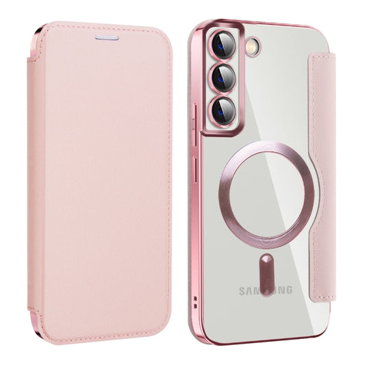 For Samsung Galaxy S22 5G MagSafe Magnetic RFID Anti-theft Leather Phone Case(Pink) - Galaxy S22+ 5G Cases by PMC Jewellery | Online Shopping South Africa | PMC Jewellery