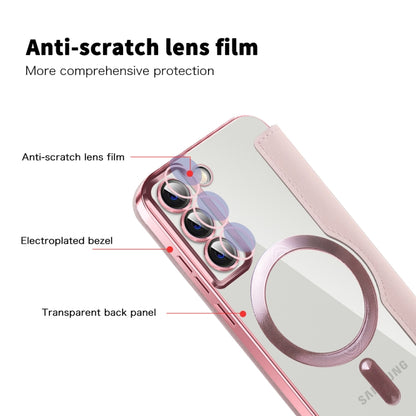 For Samsung Galaxy S22 5G MagSafe Magnetic RFID Anti-theft Leather Phone Case(Pink) - Galaxy S22+ 5G Cases by PMC Jewellery | Online Shopping South Africa | PMC Jewellery