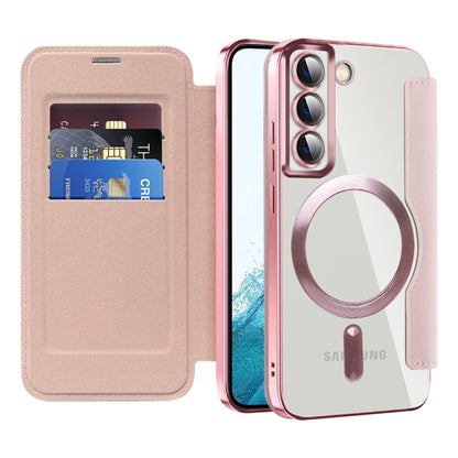 For Samsung Galaxy S22+ 5G MagSafe Magnetic RFID Anti-theft Leather Phone Case(Pink) - Galaxy S22 5G Cases by PMC Jewellery | Online Shopping South Africa | PMC Jewellery