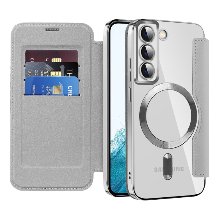 For Samsung Galaxy S22+ 5G MagSafe Magnetic RFID Anti-theft Leather Phone Case(Grey) - Galaxy S22 5G Cases by PMC Jewellery | Online Shopping South Africa | PMC Jewellery