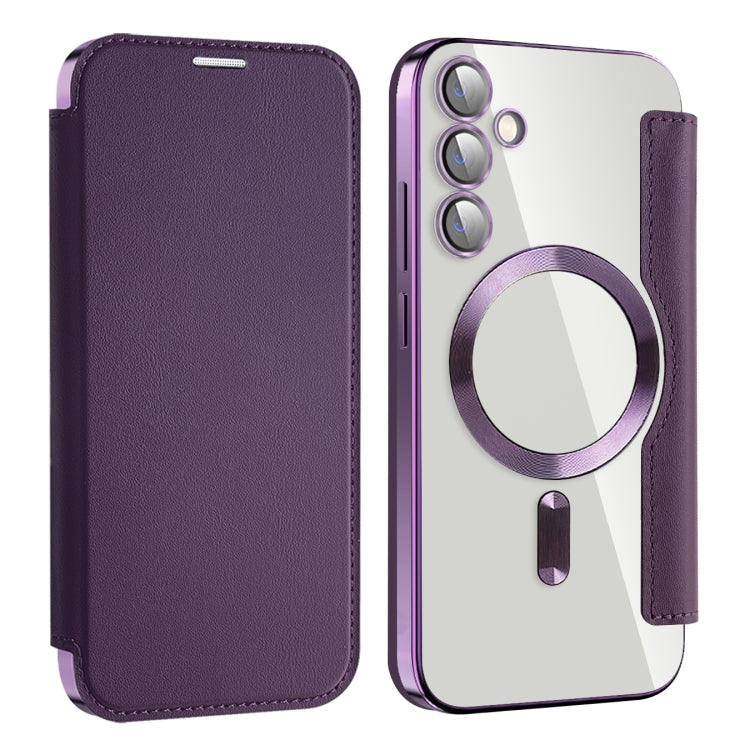 For Samsung Galaxy S23 FE 5G MagSafe Magnetic RFID Anti-theft Leather Phone Case(Purple) - Galaxy S23 FE 5G Cases by PMC Jewellery | Online Shopping South Africa | PMC Jewellery