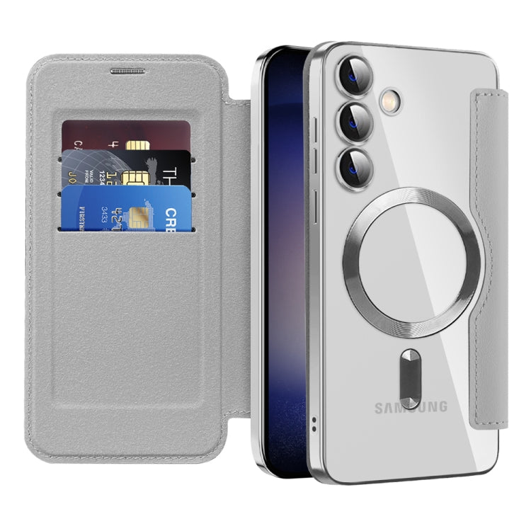 For Samsung Galaxy S25+ 5G Shield MagSafe RFID Anti-theft Leather Phone Case(Grey) - Galaxy S25+ 5G Cases by PMC Jewellery | Online Shopping South Africa | PMC Jewellery | Buy Now Pay Later Mobicred