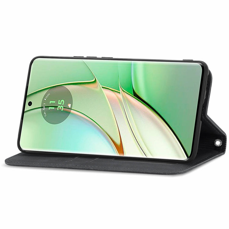 For Motorola Edge 2024 Retro Skin Feel Magnetic Flip Leather Phone Case(Black) - Motorola Cases by PMC Jewellery | Online Shopping South Africa | PMC Jewellery | Buy Now Pay Later Mobicred