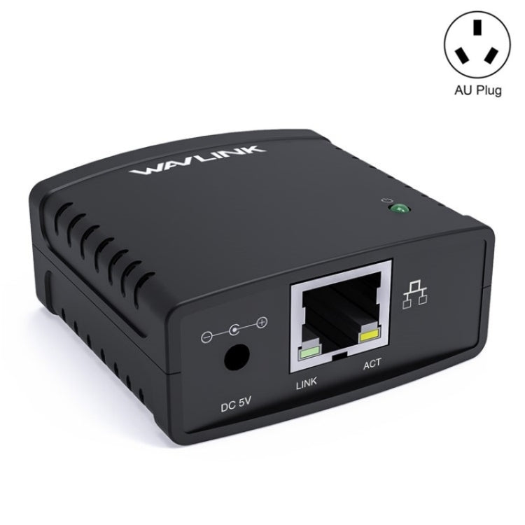 WAVLINK NU72P11 100Mbps Network Print Server USB 2.0 Network Printer Power Adapter(AU Plug) - Printer Accessories by WAVLINK | Online Shopping South Africa | PMC Jewellery | Buy Now Pay Later Mobicred