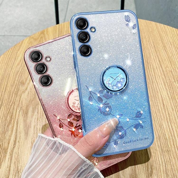 For Samsung Galaxy S25 Ultra 5G Gradient Glitter Immortal Flower Ring All-inclusive Phone Case(Blue) - Galaxy S25 Ultra 5G Cases by PMC Jewellery | Online Shopping South Africa | PMC Jewellery | Buy Now Pay Later Mobicred