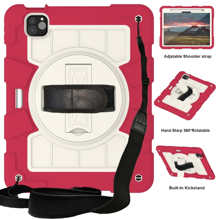 For iPad Pro 11 2024 Silicone Hybrid PC Shockproof Tablet Case with Shoulder Strap(Feifan Magenta) - iPad Pro 11 2024 Cases by PMC TechLife | Online Shopping South Africa | PMC TechLife | Buy Now Pay Later Mobicred