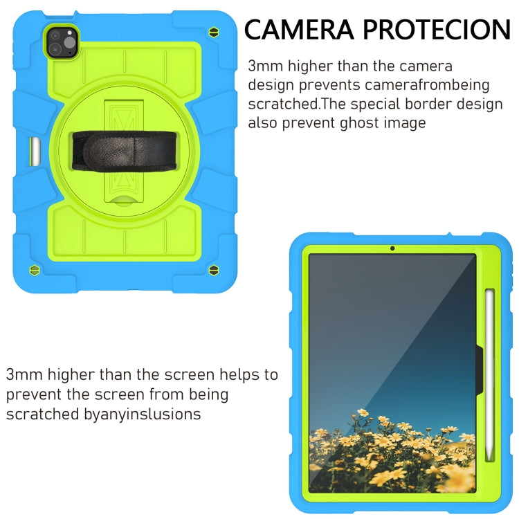 For iPad Pro 11 2024 Silicone Hybrid PC Shockproof Tablet Case with Shoulder Strap(Bluish-Green) - iPad Pro 11 2024 Cases by PMC TechLife | Online Shopping South Africa | PMC TechLife | Buy Now Pay Later Mobicred