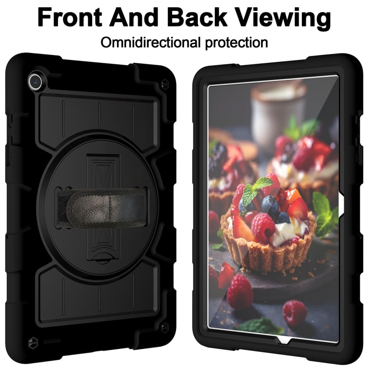 For Samsung Galaxy Tab A9+ Silicone Hybrid PC Shockproof Tablet Case with Shoulder Strap(Black) - Galaxy Tab A9+ by PMC Jewellery | Online Shopping South Africa | PMC Jewellery