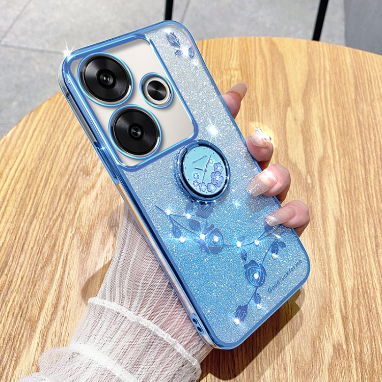 For Xiaomi Redmi Turbo 3 Gradient Glitter Immortal Flower Ring All-inclusive Phone Case(Blue) - Xiaomi Cases by PMC TechLife | Online Shopping South Africa | PMC TechLife | Buy Now Pay Later Mobicred