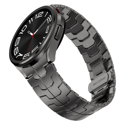 For Samsung Galaxy Watch 6 40 / 44mm Lron Man Curved Connection Stainless Steel Watch Band(Gray) - Watch Bands by PMC Jewellery | Online Shopping South Africa | PMC Jewellery