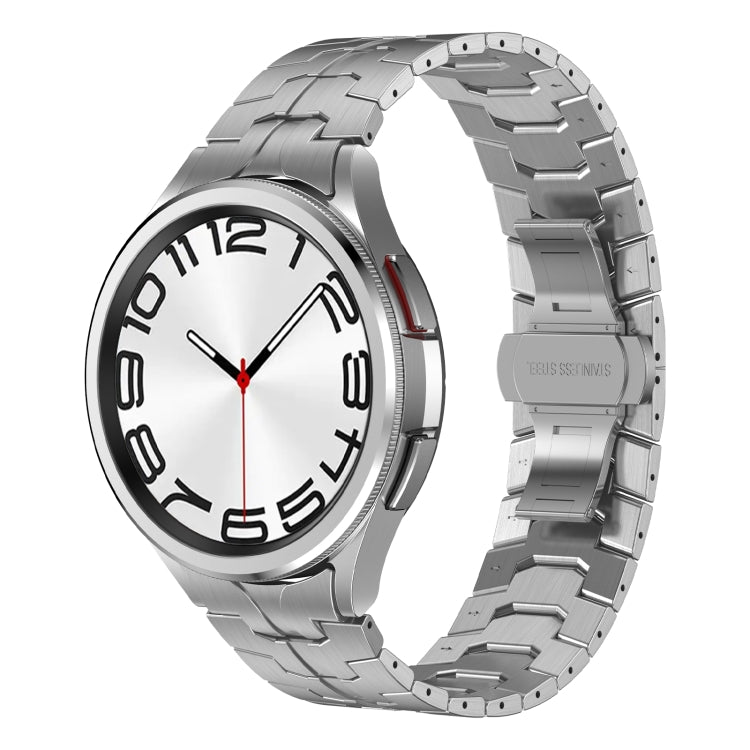 For Samsung Galaxy Watch 4 40 / 44mm Lron Man Curved Connection Stainless Steel Watch Band(Gray) - Watch Bands by PMC Jewellery | Online Shopping South Africa | PMC Jewellery