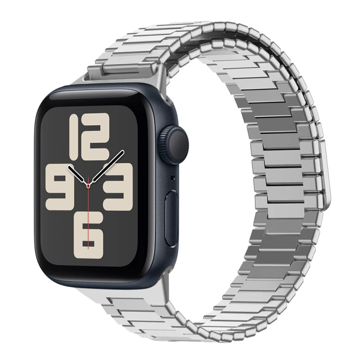 For Apple Watch SE 2023 44mm Bamboo Magnetic Stainless Steel Metal Watch Strap(Silver) - Watch Bands by PMC Jewellery | Online Shopping South Africa | PMC Jewellery