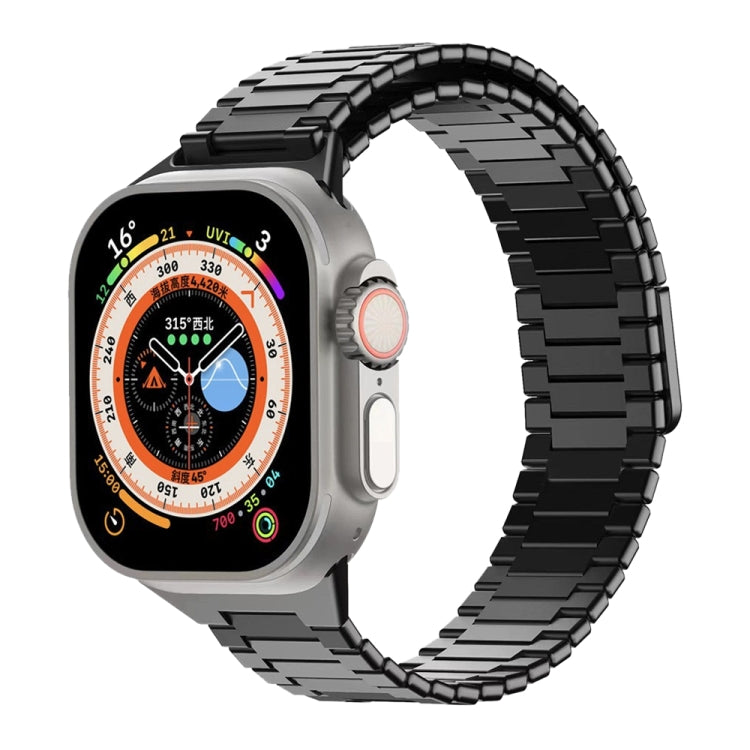 For Apple Watch Ultra 49mm  Bamboo Magnetic Stainless Steel Metal Watch Strap(Black) - Watch Bands by PMC Jewellery | Online Shopping South Africa | PMC Jewellery