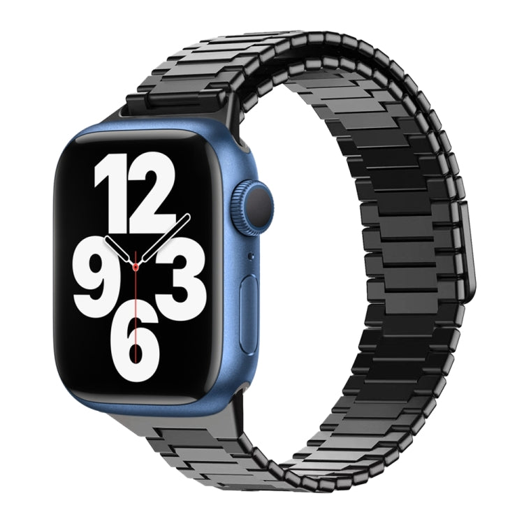 For Apple Watch Series 7 41mm Bamboo Magnetic Stainless Steel Metal Watch Strap(Black) - Watch Bands by PMC Jewellery | Online Shopping South Africa | PMC Jewellery