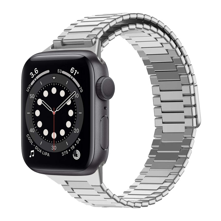 For Apple Watch Series 6 40mm Bamboo Magnetic Stainless Steel Metal Watch Strap(Silver) - Watch Bands by PMC Jewellery | Online Shopping South Africa | PMC Jewellery