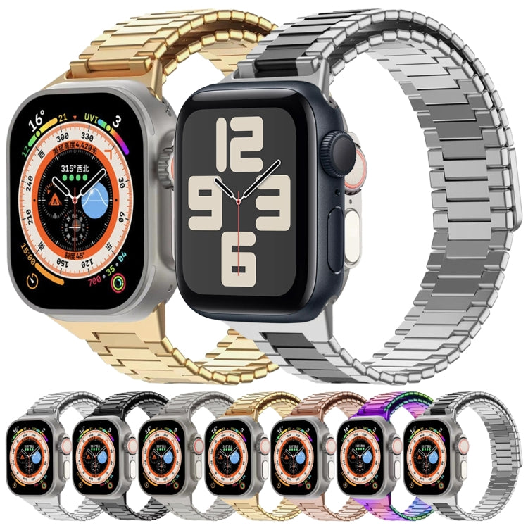 For Apple Watch SE 2022 44mm Bamboo Magnetic Stainless Steel Metal Watch Strap(Titanium Color) - Watch Bands by PMC Jewellery | Online Shopping South Africa | PMC Jewellery