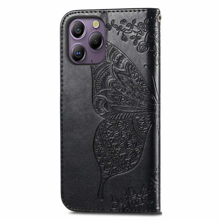 For Blackview A96 Butterfly Love Flower Embossed Leather Phone Case(Black) - More Brand by PMC Jewellery | Online Shopping South Africa | PMC Jewellery