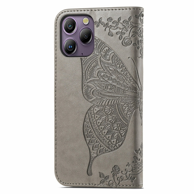 For Blackview A96 Butterfly Love Flower Embossed Leather Phone Case(Gray) - More Brand by PMC TechLife | Online Shopping South Africa | PMC TechLife