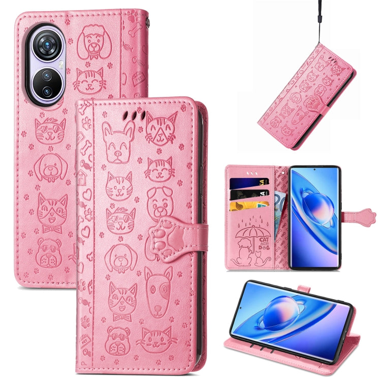 For Blackview A200 Pro Cat and Dog Embossed Leather Phone Case(Pink) - More Brand by PMC TechLife | Online Shopping South Africa | PMC TechLife
