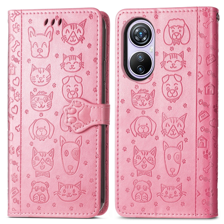 For Blackview A200 Pro Cat and Dog Embossed Leather Phone Case(Pink) - More Brand by PMC TechLife | Online Shopping South Africa | PMC TechLife