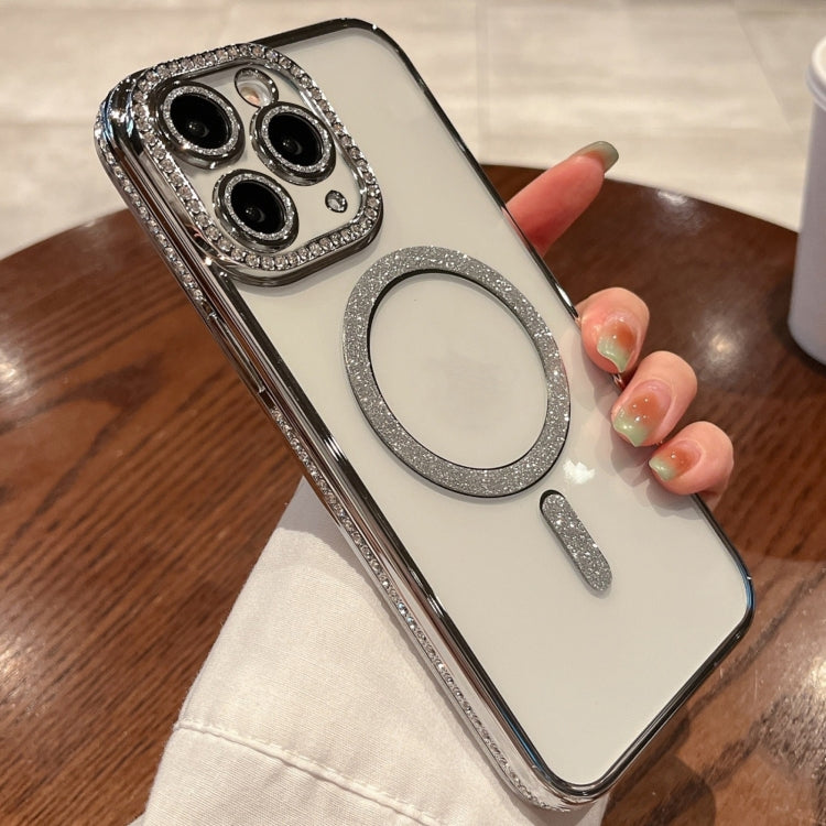For iPhone 16 Pro Max Diamond Plated MagSafe TPU Phone Case(Silver) - iPhone 16 Pro Max Cases by PMC TechLife | Online Shopping South Africa | PMC TechLife | Buy Now Pay Later Mobicred