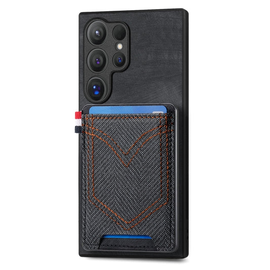 For Samsung Galaxy S25 Ultra 5G Denim Texture Leather Skin Phone Case with Card Slot(Black) - Galaxy S25 Ultra 5G Cases by PMC Jewellery | Online Shopping South Africa | PMC Jewellery | Buy Now Pay Later Mobicred