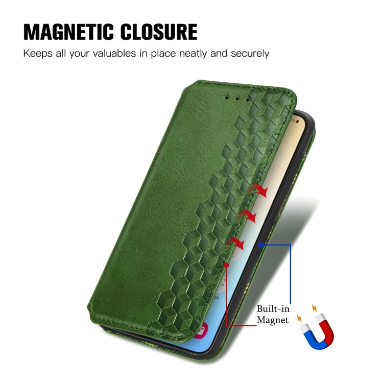 For Samsung Galaxy S25 5G Cubic Grid Pressed Magnetic Leather Phone Case(Green) - Galaxy S25 5G Cases by PMC Jewellery | Online Shopping South Africa | PMC Jewellery | Buy Now Pay Later Mobicred
