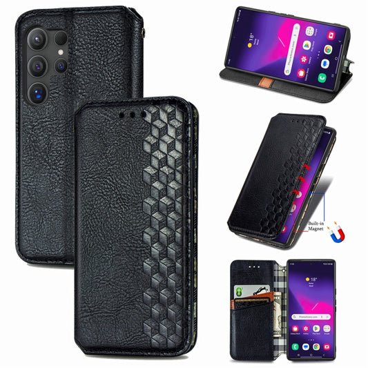 For Samsung Galaxy S25 Ultra 5G Cubic Grid Pressed Magnetic Leather Phone Case(Black) - Galaxy S25 Ultra 5G Cases by PMC Jewellery | Online Shopping South Africa | PMC Jewellery | Buy Now Pay Later Mobicred