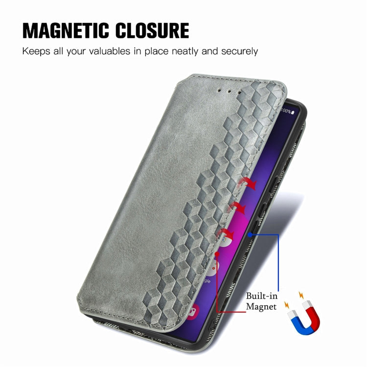 For Samsung Galaxy S25 Ultra 5G Cubic Grid Pressed Magnetic Leather Phone Case(Gray) - Galaxy S25 Ultra 5G Cases by PMC Jewellery | Online Shopping South Africa | PMC Jewellery | Buy Now Pay Later Mobicred