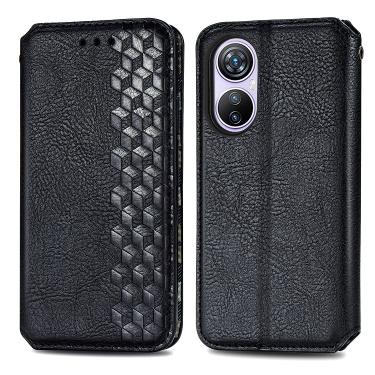 For Blackview A200 Pro Cubic Grid Pressed Magnetic Leather Phone Case(Black) - More Brand by PMC Jewellery | Online Shopping South Africa | PMC Jewellery