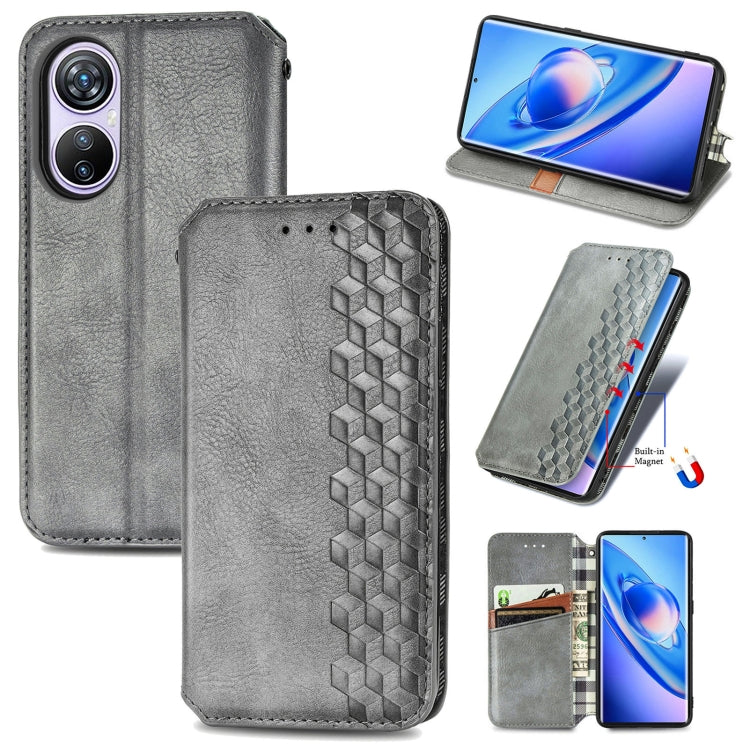 For Blackview A200 Pro Cubic Grid Pressed Magnetic Leather Phone Case(Grey) - More Brand by PMC Jewellery | Online Shopping South Africa | PMC Jewellery