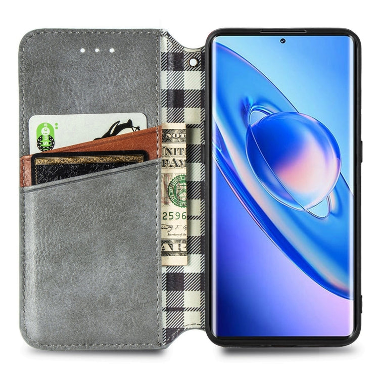 For Blackview A200 Pro Cubic Grid Pressed Magnetic Leather Phone Case(Grey) - More Brand by PMC Jewellery | Online Shopping South Africa | PMC Jewellery