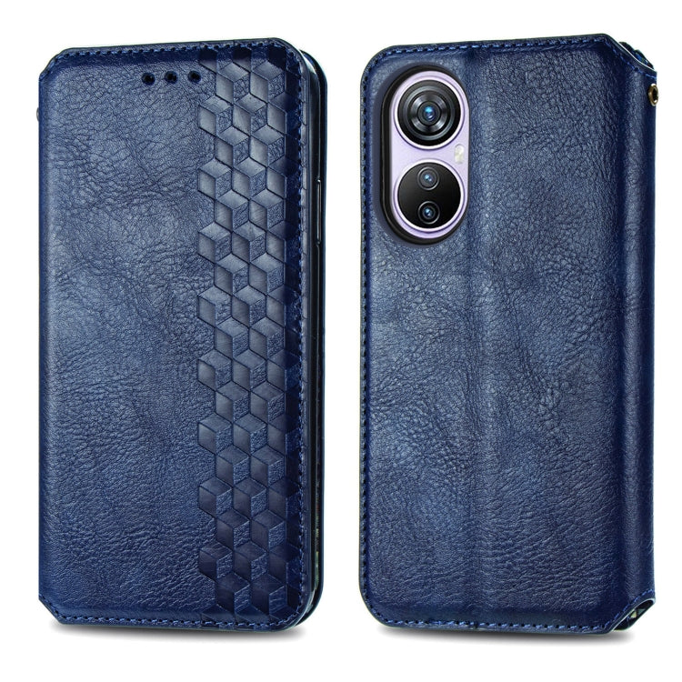 For Blackview A200 Pro Cubic Grid Pressed Magnetic Leather Phone Case(Blue) - More Brand by PMC TechLife | Online Shopping South Africa | PMC TechLife