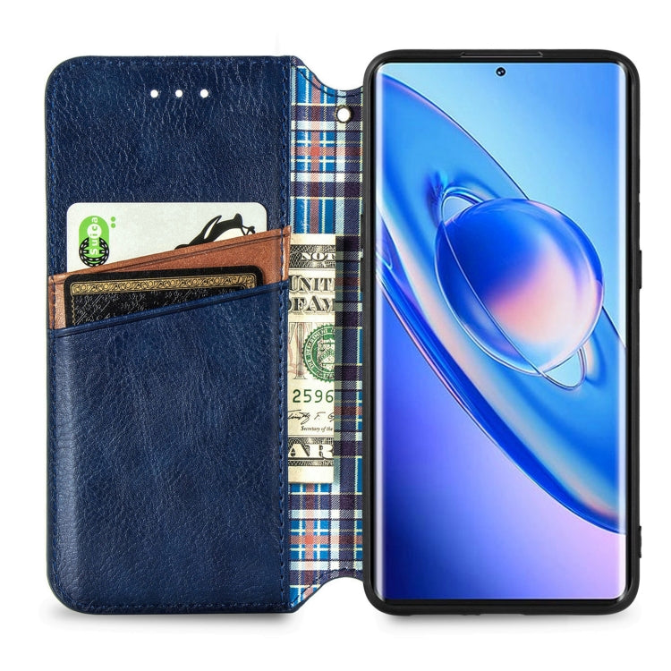 For Blackview A200 Pro Cubic Grid Pressed Magnetic Leather Phone Case(Blue) - More Brand by PMC TechLife | Online Shopping South Africa | PMC TechLife