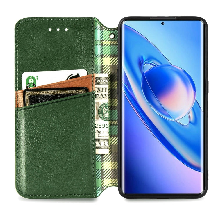 For Blackview A200 Pro Cubic Grid Pressed Magnetic Leather Phone Case(Green) - More Brand by PMC Jewellery | Online Shopping South Africa | PMC Jewellery