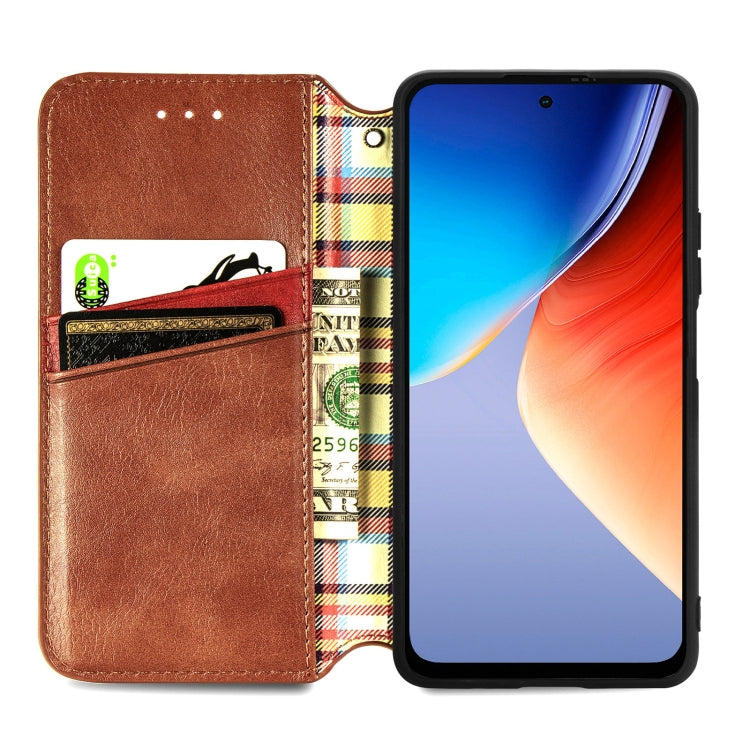 For Blackview A96 Cubic Grid Pressed Magnetic Leather Phone Case(Brown) - More Brand by PMC TechLife | Online Shopping South Africa | PMC TechLife