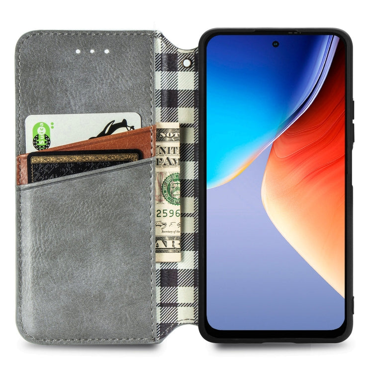 For Blackview A96 Cubic Grid Pressed Magnetic Leather Phone Case(Grey) - More Brand by PMC Jewellery | Online Shopping South Africa | PMC Jewellery