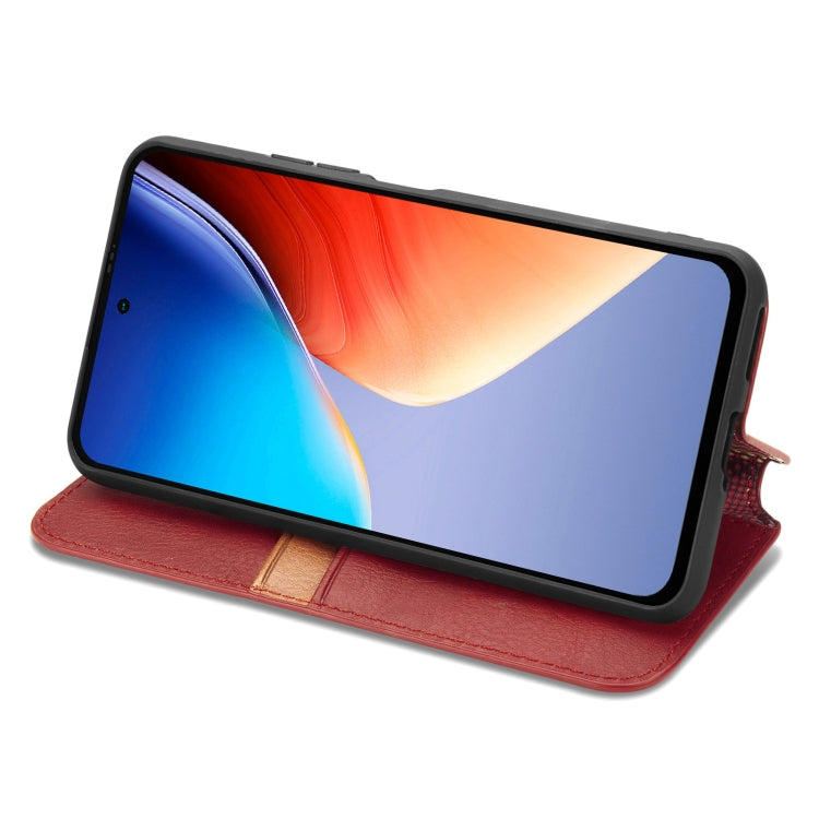 For Blackview A96 Cubic Grid Pressed Magnetic Leather Phone Case(Red) - More Brand by PMC TechLife | Online Shopping South Africa | PMC TechLife | Buy Now Pay Later Mobicred