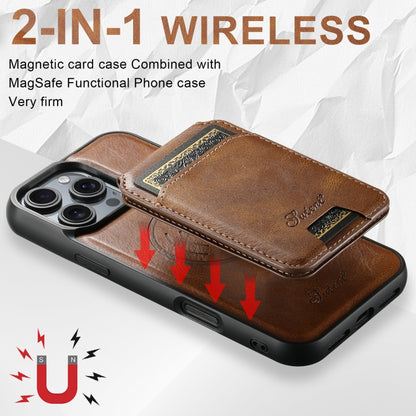 For iPhone 16 Suteni H15 MagSafe Oil Eax Leather Detachable Wallet Back Phone Case(Brown) - iPhone 16 Cases by Suteni | Online Shopping South Africa | PMC Jewellery | Buy Now Pay Later Mobicred