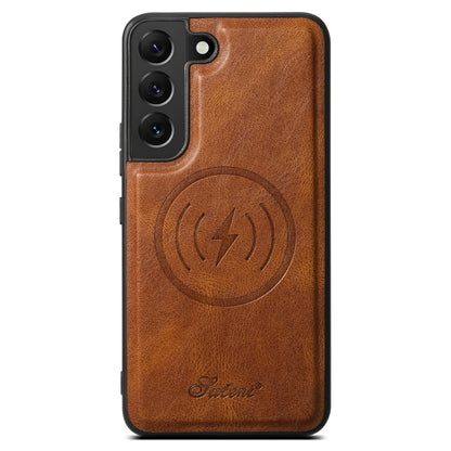 For Samsung Galaxy S22+ 5G Suteni H15 MagSafe Oil Eax Leather Detachable Wallet Back Phone Case(Brown) - Galaxy S22 5G Cases by Suteni | Online Shopping South Africa | PMC Jewellery