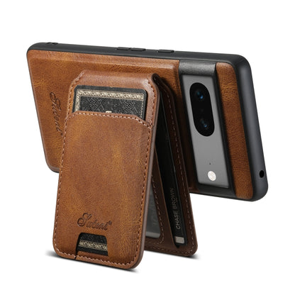 For Google Pixel 8 Suteni H15 Oil Eax Leather Detachable Wallet Back Phone Case(Khaki) - Google Cases by Suteni | Online Shopping South Africa | PMC Jewellery | Buy Now Pay Later Mobicred