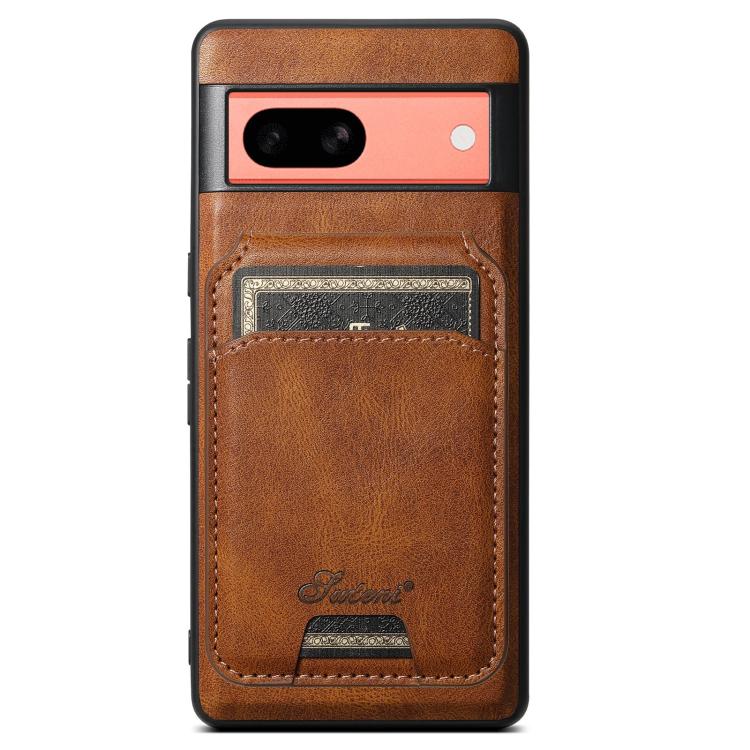 For Google Pixel 7a Suteni H15 Oil Eax Leather Detachable Wallet Back Phone Case(Brown) - free shipping - PMC Jewellery - Order now!