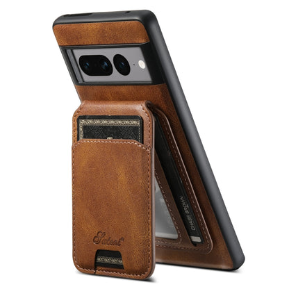 For Google Pixel 7a Suteni H15 Oil Eax Leather Detachable Wallet Back Phone Case(Khaki) - Google Cases by Suteni | Online Shopping South Africa | PMC Jewellery | Buy Now Pay Later Mobicred